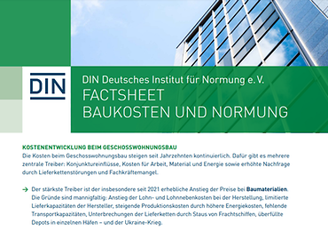 Screenshot vom Factsheet Baukosten und Normung