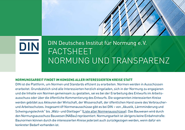 Screenshot vom Factsheet Normung und Transparenz